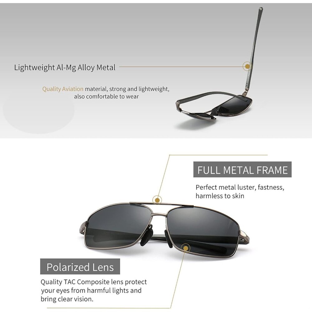 HD Polarized Rectangular Sunglasses - Unbreakable… - image 3
